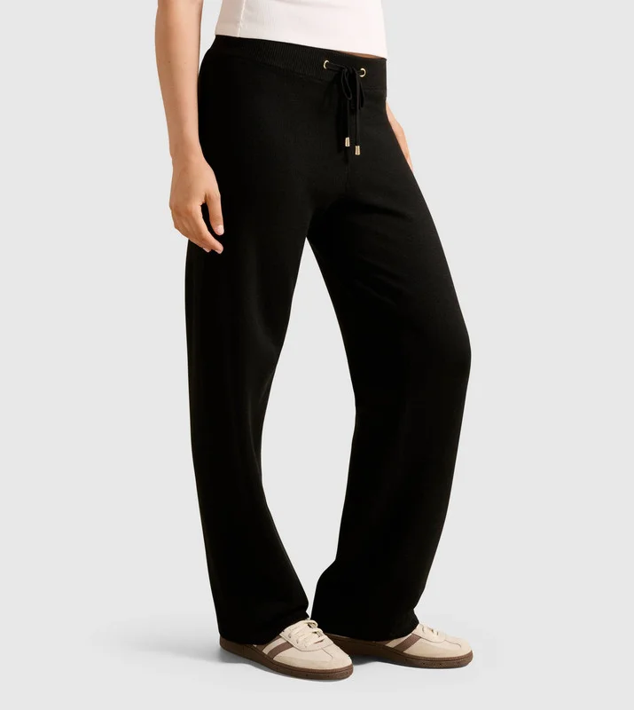 forever new  HAZEL Knitted Drawstring Waist Wide Leg Pants for Women | Best Price UAE